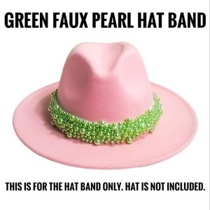 Green Faux Pearl Stretchable Hat Band (HAT BAND ONLY)